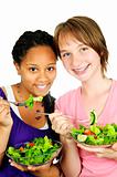 Girls having salad