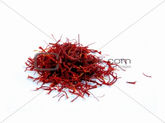 Saffron stands isolated on white