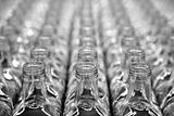 Glass square transparent bottle rows
