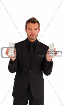 Businessman holding money 