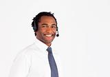 Handsome afro-american with headset 