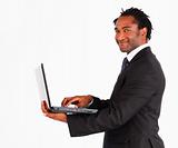 Portrait of afro-american with laptop