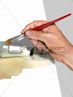 Artist painting a picture
