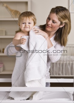 Mother Drying off Baby