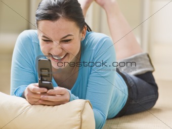 Attractive woman with cell phone.