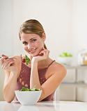Woman Eating Salad