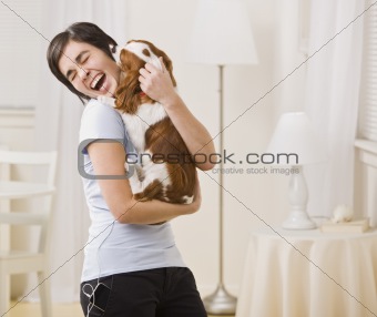 Woman Holding Dog