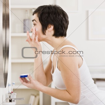 Woman Putting on Makeup
