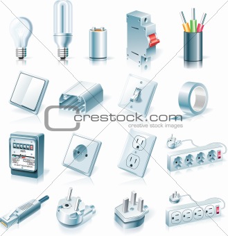 Vector electrical supplies icon set