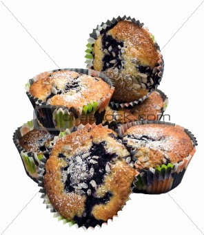 Blueberry muffin isolated on white