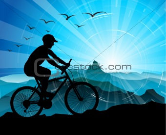 Biker Silhouette  with mountains