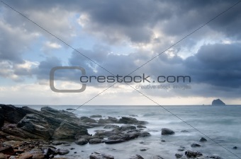 landscape of rock coast and beautiful cloud