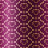 Gold-on-Purple seamless sari pattern with hearts