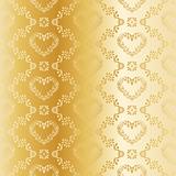 seamless gold damask pattern with hearts