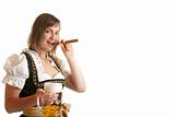 Girl with Oktoberfest Beer Stein and Cigar