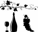 Grape and wine silhouettes set