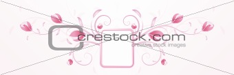 Abstract pink floral background with frame