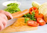 preparing vegetable salad