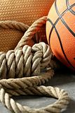 Gym corner, basketball ball and rope