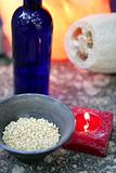 Aromatherapy, red candle, marine natural sponge