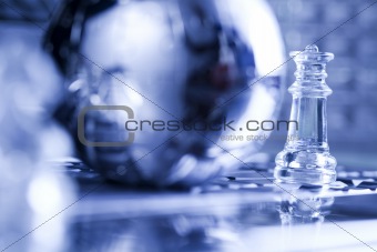 Glass chess and globe