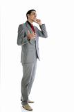 Businessman young full body talking phone