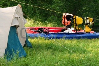 Tent and kayak