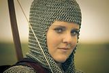bows woman / medieval armor / retro split toned