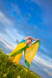 Beautiful Woman  / Indian Culture  / blue sky and green grass