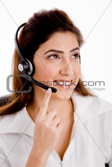 front view of smiling telecaller
