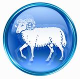 Aries zodiac icon, isolated on white background.