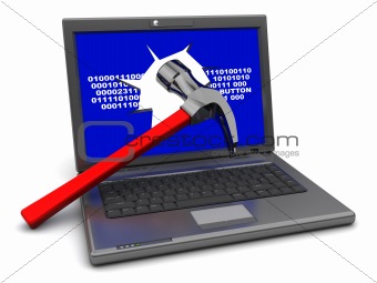 laptop and hammer