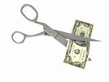 scissors cutting dollar