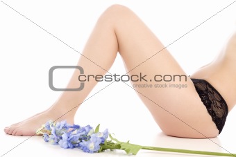 Womans legs on white background