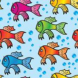 Abstract background of multicolor fishs.