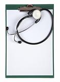 clipboard with stethoscope - top view