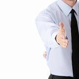 Business man ready to set a deal over white background