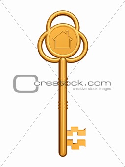 golden key with house