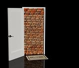 Brick wall in a doorway