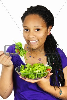 Girl having salad