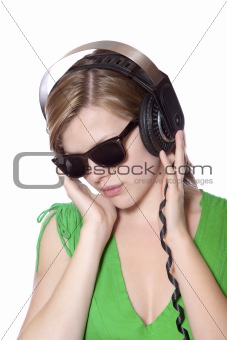 beautiful girl listening to music