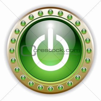 Ornate Detailed Glossy Power Button Vector Illustration.
