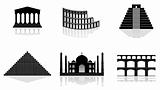 historical monuments vector illustrations