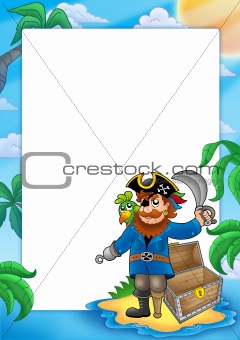 Frame with pirate on beach