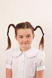 School girl with funny hair style