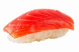 Sushi  with salmon isolated over white background (path isolated