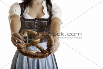 Bavarian Girl with Oktoberfest Pretzel