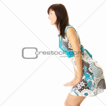 Young adult girl rejoicing in new dress
