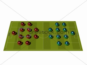 Soccer Field with the tactical scheme of arrangement of players