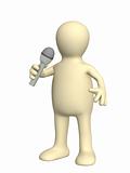 3d puppet, singing with a microphone